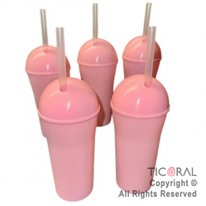 VASO DOMO ROSA PASTEL CON SORBETE 400 ML x 5